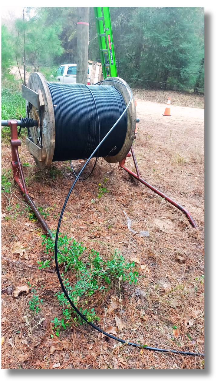 Carrete de cable en una instalación real de la empresa